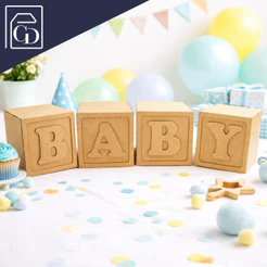 Cubo BABY 10x10 15X15 CM Festa Chá Revelação Chá de Bebê Mêsversário