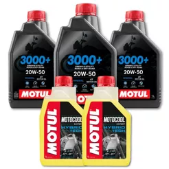 KIT 3L ÓLEO MOTUL 3000+ 20W50 MINERAL + 2L MOTOCOOL EXPERT -37o