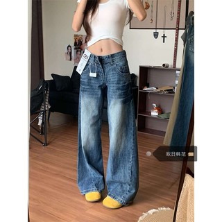 Jeans lavados americano Retro All-Match mais magro olhar feminino verão nova cintura baixa quente menina ligeiramente dr