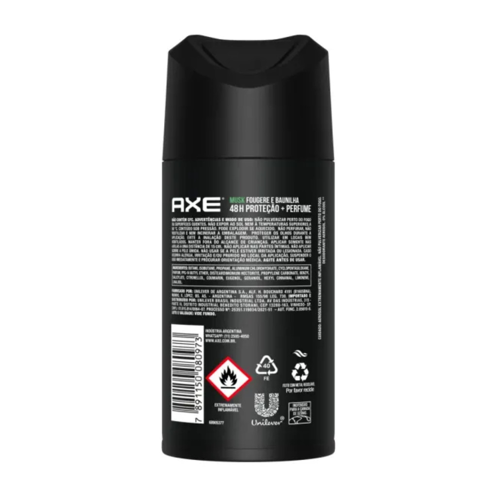 Desodorante Antitranspirante Axe Musk Masculino 152ml — imagem 2 de 2