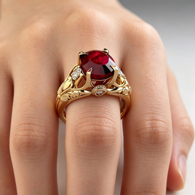 Novo anel de rubí quente, anel de diamante dourado, anel de luxo leve para mulheres