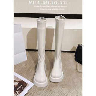 Mas joelho botas pequenas femininas 2026 novo estilo primavera outono branco estilo britânico botas de cavaleiro de cano