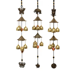 Sino Dos Ventos Metal Estilo Oriental Com Sinos E Símbolos Elefante Coruja Borboleta