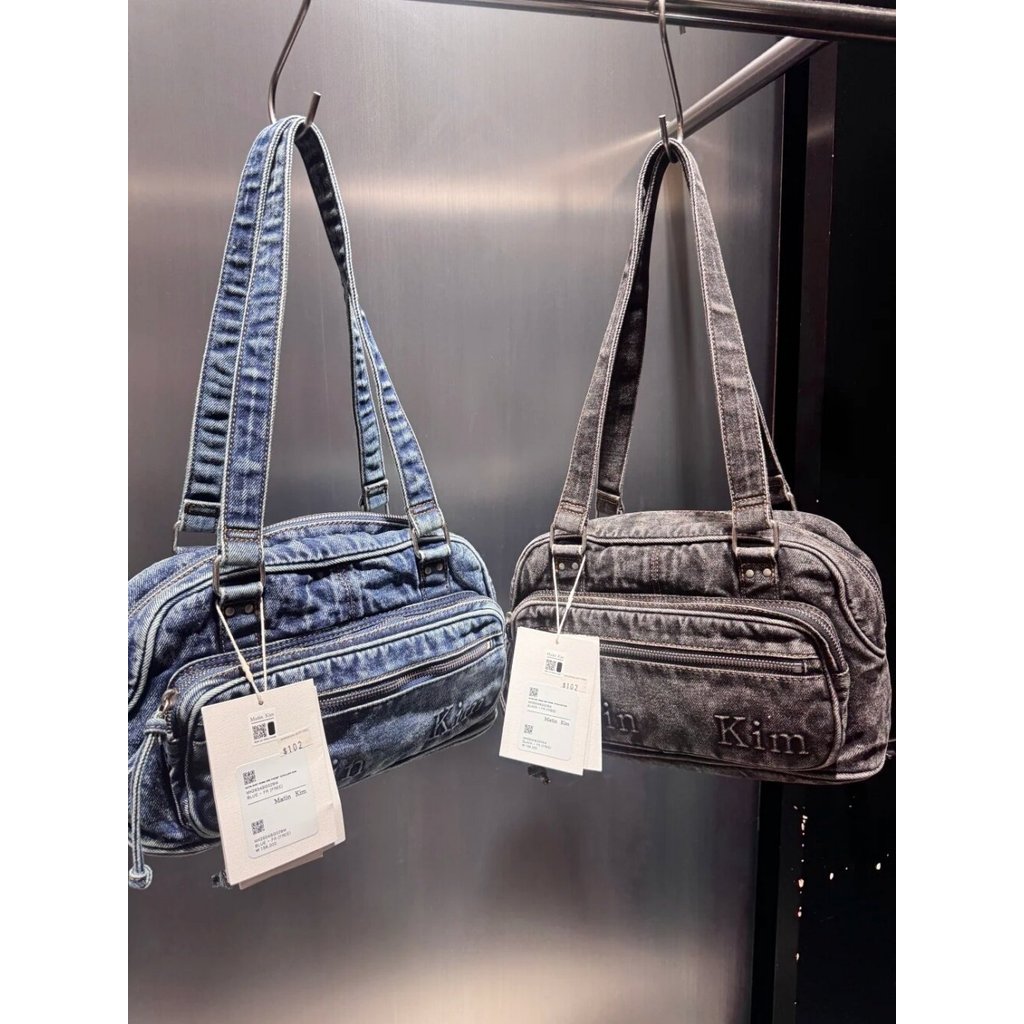 Coreia Cross-Border novo matin kim denim mesmo estilo denim saco Retro de um ombro portátil grande capacidade sacola