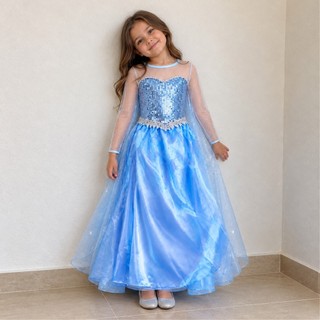 Vestido Fantasia Princesa Do Gelo Infantil Capa
