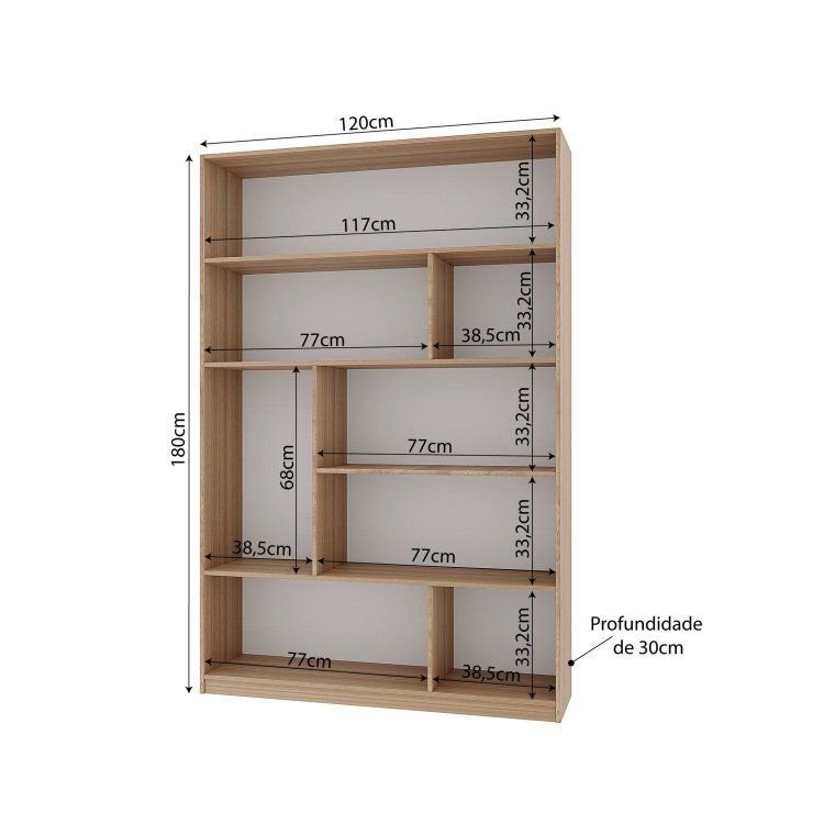 Estante de Livros 120 cm X 180 cm 5 Prateleiras Seattle Yescasa Marrom/Amadeirado Montana Amadeirado Montana · foto 2