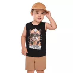 Conjunto Infantil Menino Regata Animais Elian Preto