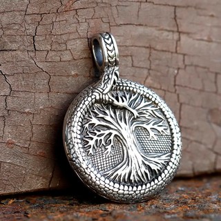 Novo Colar com Pingente Árvore da Vida Viking Yggdrasil Nórdico em Aço Inoxidável Vintage Oroboros Colar Masculino Amule