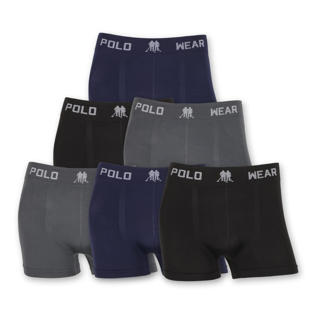 Kit 6 Cuecas Boxer Box Sem Costura Lisa Polo Wear Microfibra Original Premium Masculina Leve e Elástico Confortável