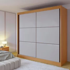 Guarda Roupa Casal MDF 2 Portas 6 Gavetas Hawai Marrom/Cinamomo/Off White Cinamomo/Off White