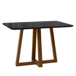 Mesa para Sala de Jantar Livia Largha Marrom/Ambar/Preto Âmbar/Preto