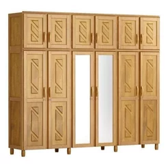 Guarda-Roupa Casal 12 Portas 3 Gavetas com Espelho Madeira Maciça Grécia Marrom/Mel Freijó