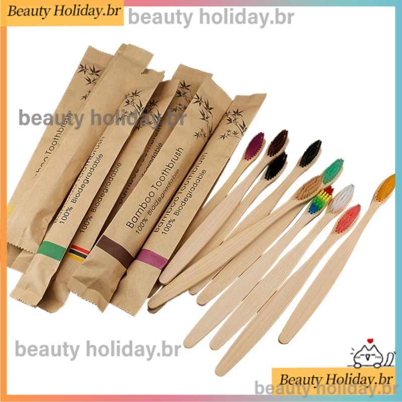20PCS Escova Dental Colorida Conjunto De Bambu Natural Carvão Vegetal Dentes Eco Cuidado Oral