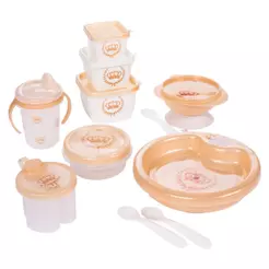 Kit Introdução Alimentar 6 Peças Princesa Coroa Caneca Treinamento Pote Tigela Colher Prato Dourado Bebê Plasútil