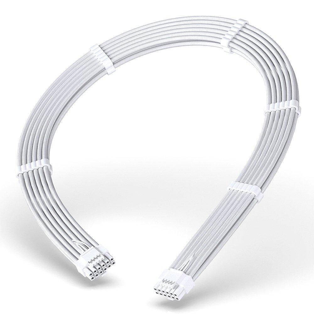 Cabo Extensor de Fonte Rise Mode Sleeved 12VHPWR, PCIE 5.0 16pin (12+4), 60cm, Branco - RM-SL-02-12VHPWR-FW