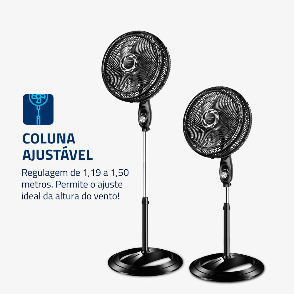 Ventilador de Coluna 40cm Turbo, Mondial, Preto/Prata, 140W, 220V - NVT-40C-8P-B — imagem 2 de 2