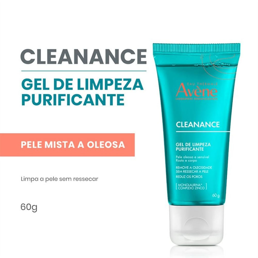 Cleanance Avène Gel de Limpeza Purificante Pele Oleosa e Sensível Corpo e Rosto 60g — imagem 2 de 2
