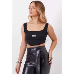Cropped Regata Decote Reto Planet Girls Preto