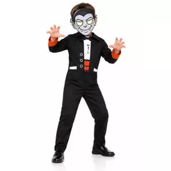 Fantasia Vampiro Infantil Longo Com Máscara Conde Drácula de Halloween