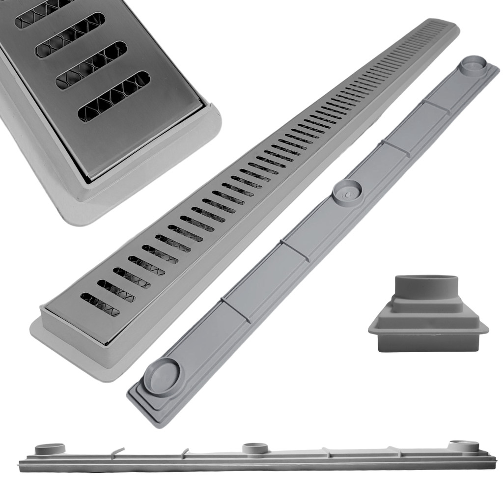 Ralo Raso Ideal para Laje e Apartamento Inox Palito 70cm col Cinza com Tela