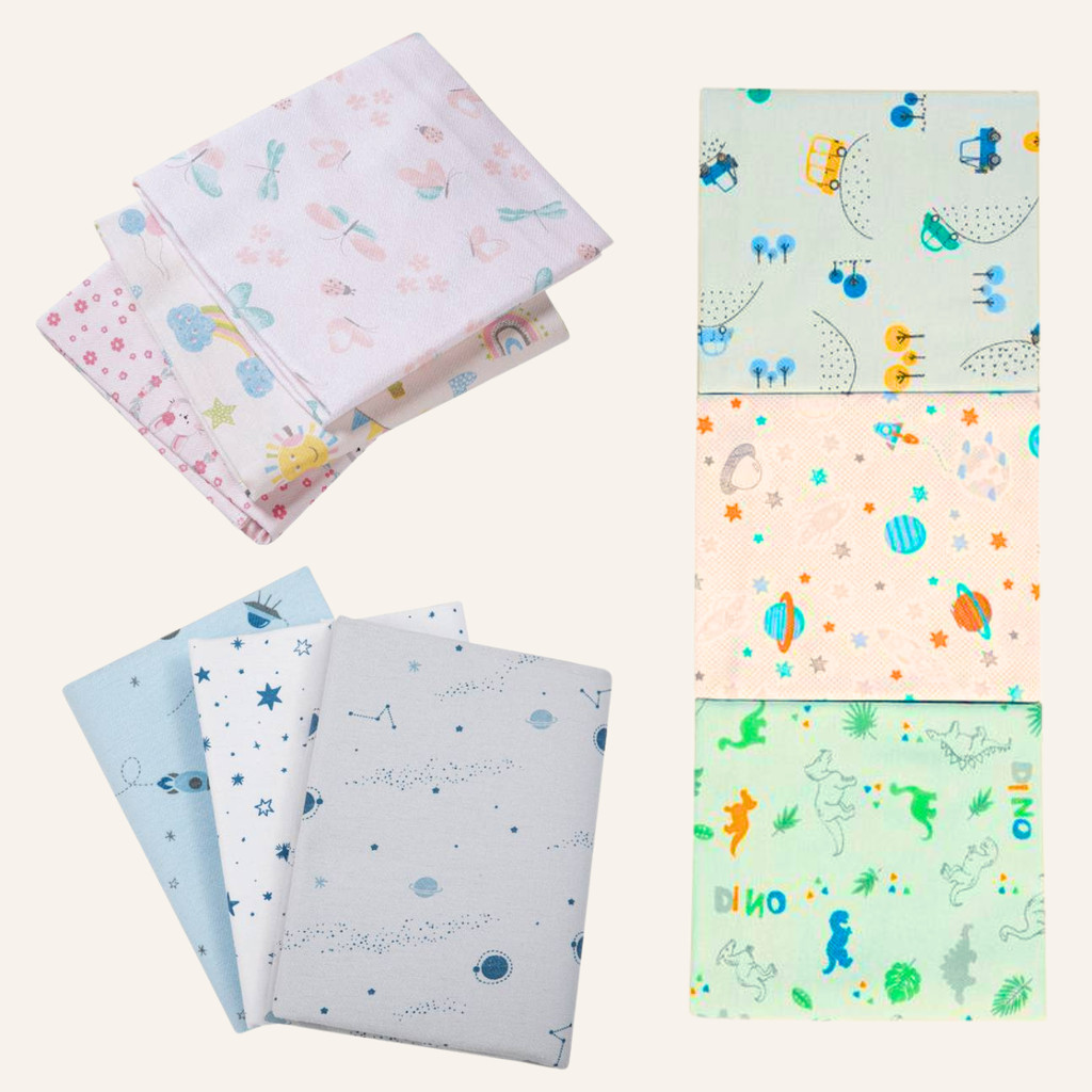 Cueiro Kit 3 Unidades Paninho Enrolar Bebê Forrar Versátil Algodão Soft 80 x 50 Papi em Oferta na Shopee