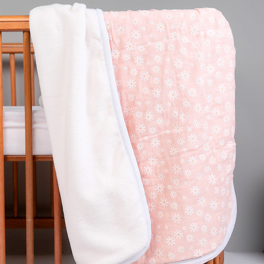 Cobertor Bebê Papi Forro Soft Estampa Flores Margaridas 110cm x 85cm