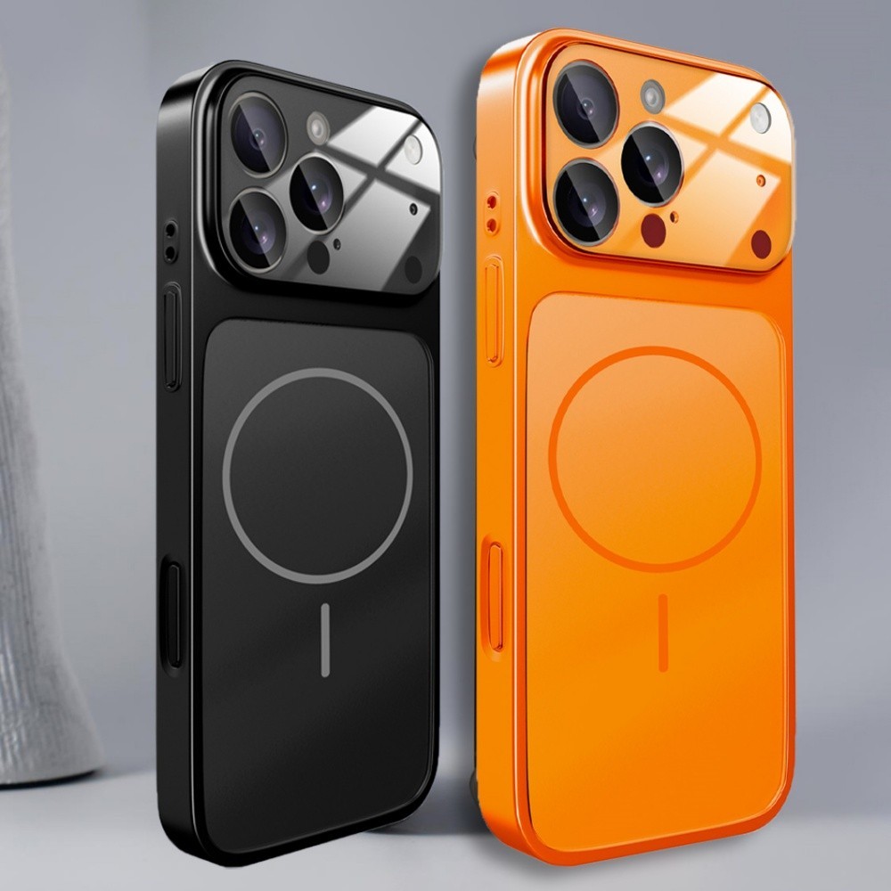 Capa Laranja Magnética para iPhone 17 Pro Max 16 15 14 13 | Vidro Nano Fosco | 4 Cantos e Câmera Anti-Queda