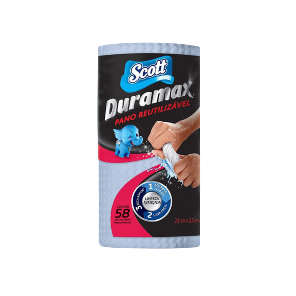 Pano Multiuso Azul 20,1cm x 21,5cm com 58un Duramax Scott