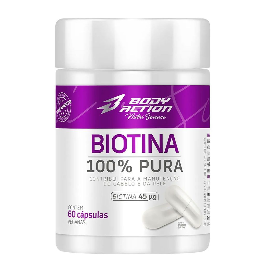 Biotina 100% Pura - 60 Cápsulas - Body Action em Oferta na Shopee