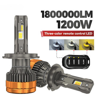 Faróis LED H4 1200W Com H1 H7 H11 9005 9006 9012 6500K 4300K 3000K Controle Remoto De Três Cores Para Luzes De Carro