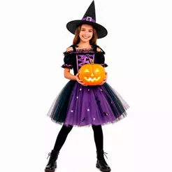 Fantasia de Halloween Infantil Bruxinha Chic de Luxo