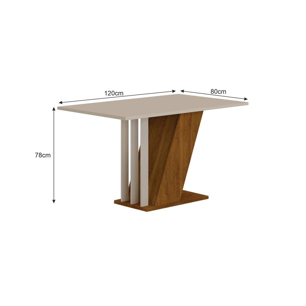 Detalhes do Conjunto Sala de Jantar Mesa Tampo MDF/MDP com 4 Cadeiras Miami Yescasa Freijo/OffWhite/Prata