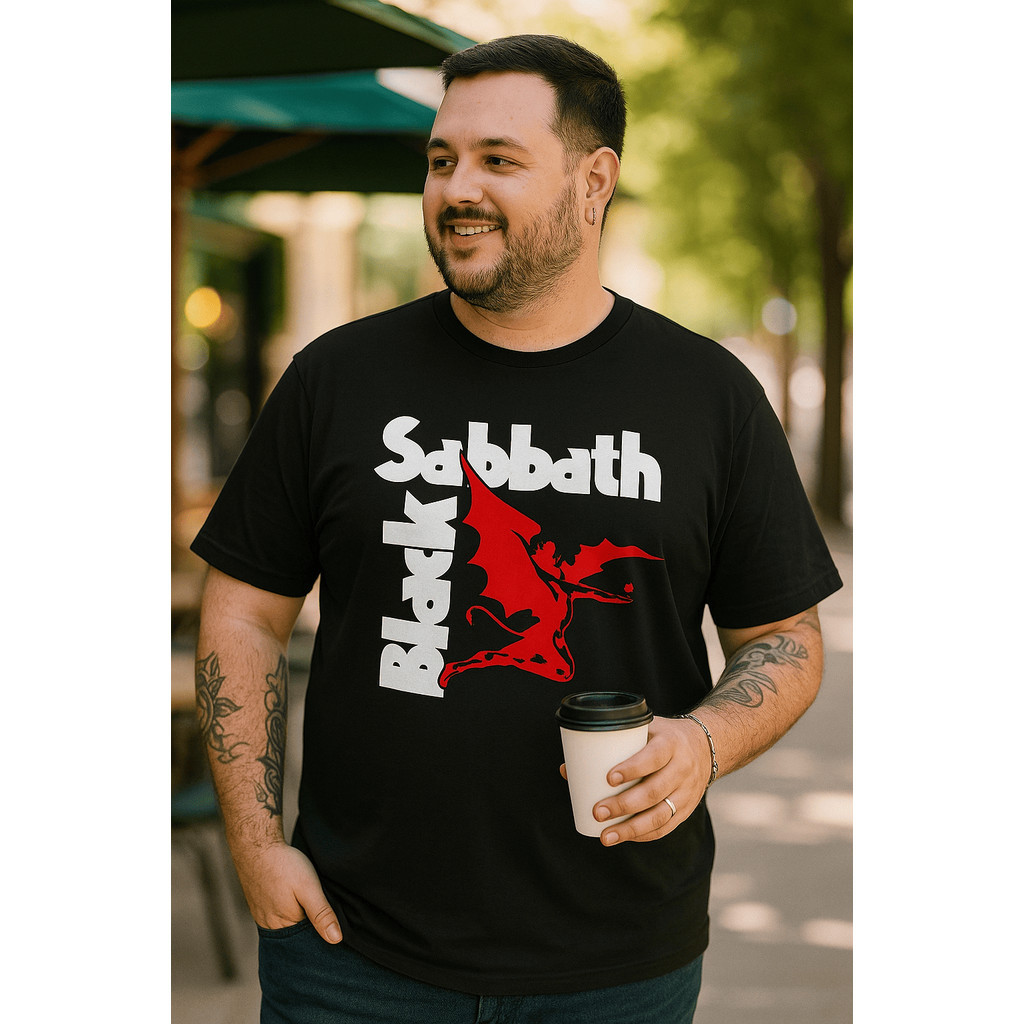 Camisetas Estampadas Black Anjo Vermelho Super Estilosas Banda de Rock Camisas Básicas Unissex Envio Rápido Mikko Shopp