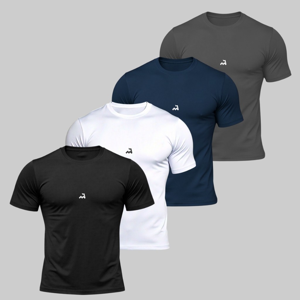 Kit 4 Camiseta Dry Masculina Fit Manga Curta Fitness Academia Corrida CrossFit Poliester Premium