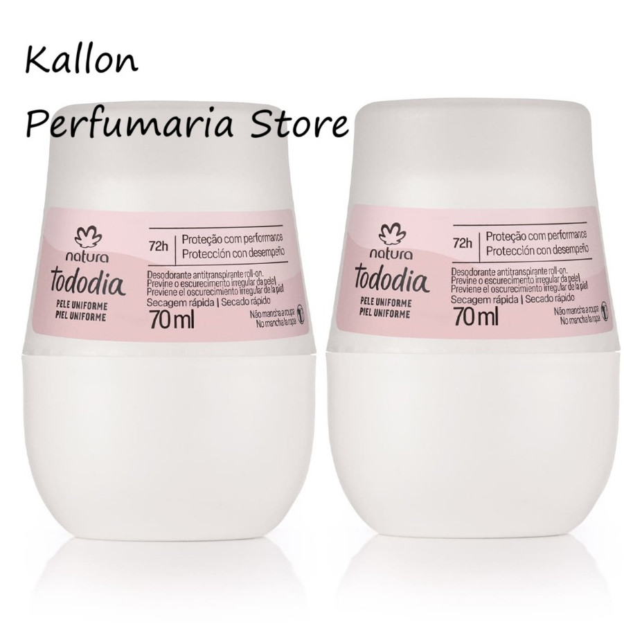 Kit (2x und) Desodorante Rollon Pele Uniforme 70 ml, Aclarar, Natura Cosméticos