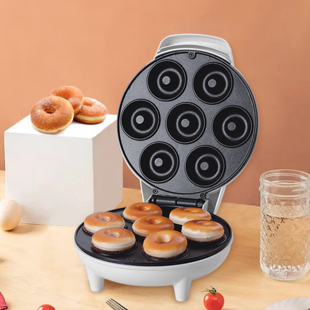 Mini Maquina De Donuts Café Da Manhã Capacidade Para 7 Mini Rosquinha Elétrica 110V Portátil