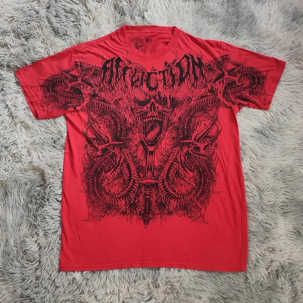 Affliction 2000s Vintage Grunge Camiseta Unissex Gráfico Streetwear Asas Design 100 % Algodão Y2K