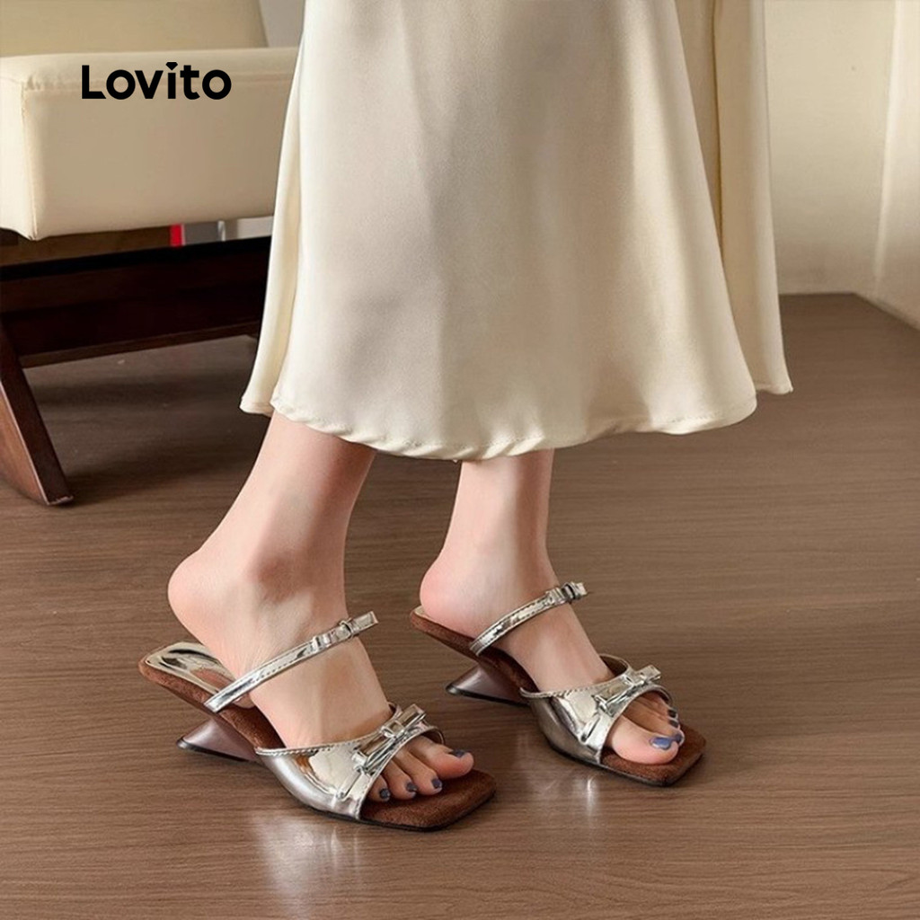 Detalhes do Lovito Elegante Simples Francês Borboleta Sandálias De Salto Alto Para Mulheres LFA80009