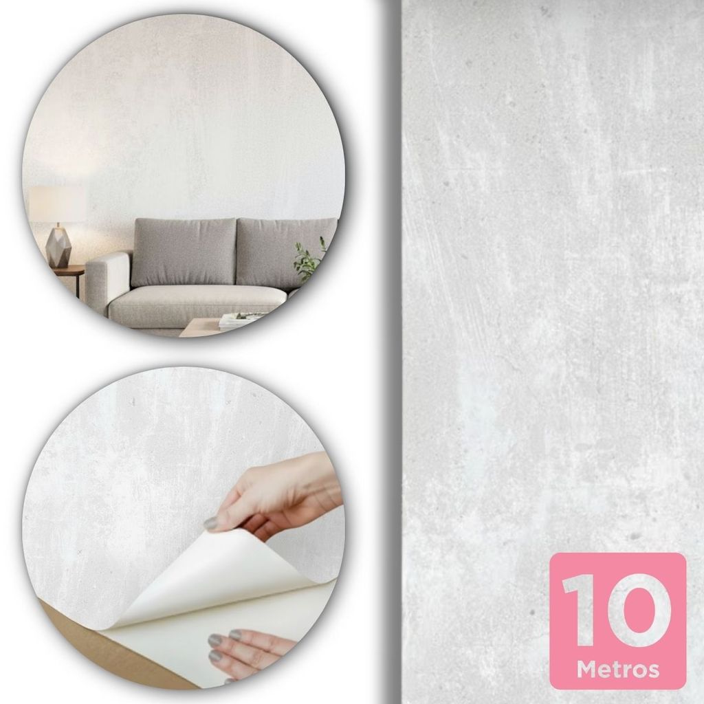 Papel De Parede Cimento Queimado Claro 10m x 45cm Autocolante Lavável Ideal Para Sala e Quarto em Oferta na Shopee