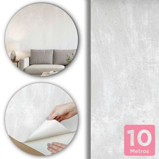 Papel De Parede Cimento Queimado Claro 10m x 45cm Autocolante Lavável Ideal Para Sala e Quarto em Oferta na Shopee