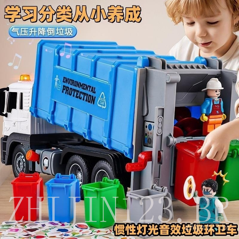 1: Brinquedo de Caminhão de Lixo Grande 16, Caminhão de Lixo Realista, Brinquedo de Caminhão de Lixo Grande Barato para 