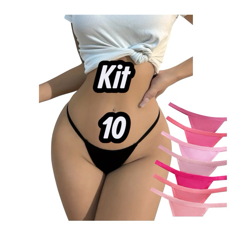 Kit 5 Calcinha Fio Dental Sexy Feminina Confortável Dia a Dia Academia Microfibra Lingerie