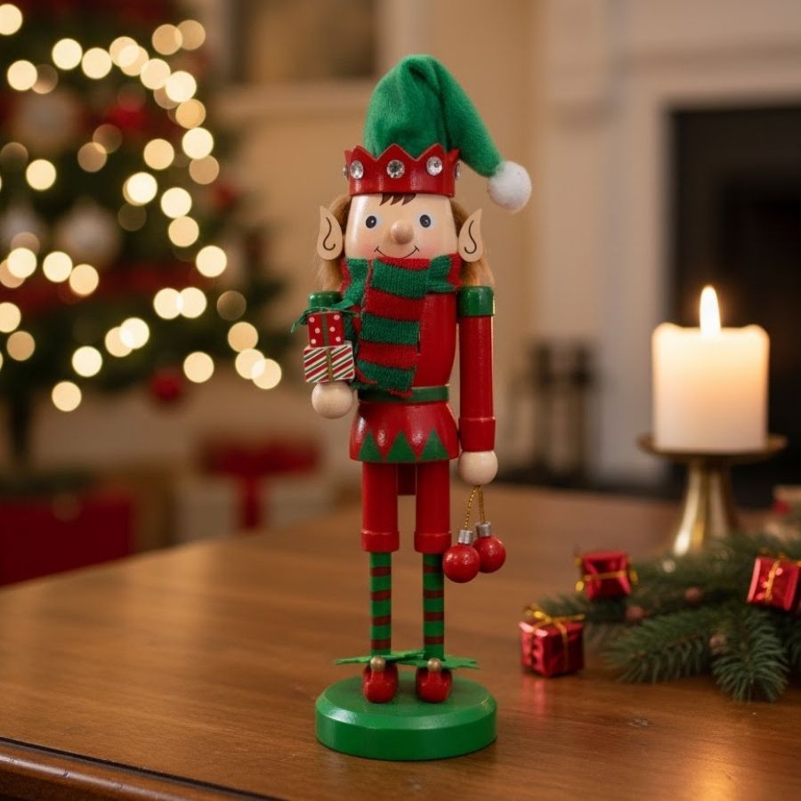 Duende De Madeira - Cachecol - Vermelho e Verde - 25cm - 1 unidade - Artlille  - Rizzo em Oferta na Shopee