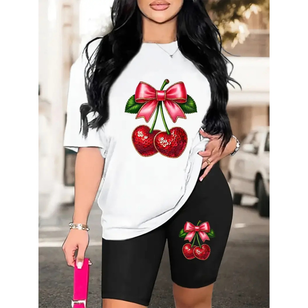 CONJUNTO FEMININO FITINIS ACADEMIA CAMISETA+BERMUDA LEGGINGS CÓS ALTO ZERO TRANSPARENCIA LAÇO CEREJA