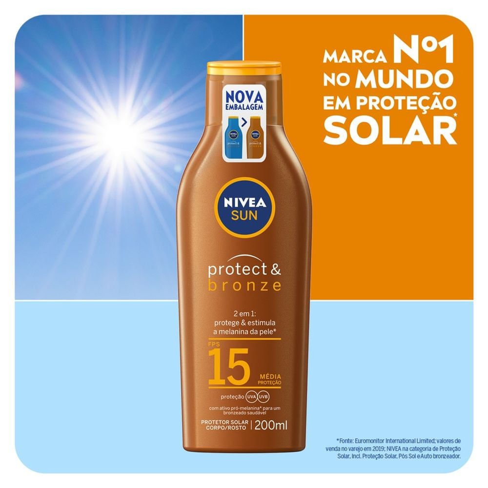Protetor Solar NIVEA SUN Protect & Bronze FPS15 200ml — imagem 2 de 2