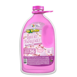 Sabão Lava Roupas Líquido Só Brilho Flor de Cerejeira 3L Rende + 36 Lavagens Tropical Aromas
