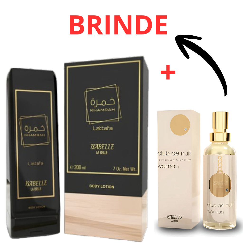 Kit Creme Bisnaga Khamrah e + Perfume Arabe Club De Nuit Woman 15ml Hidratante Corporal 200ml