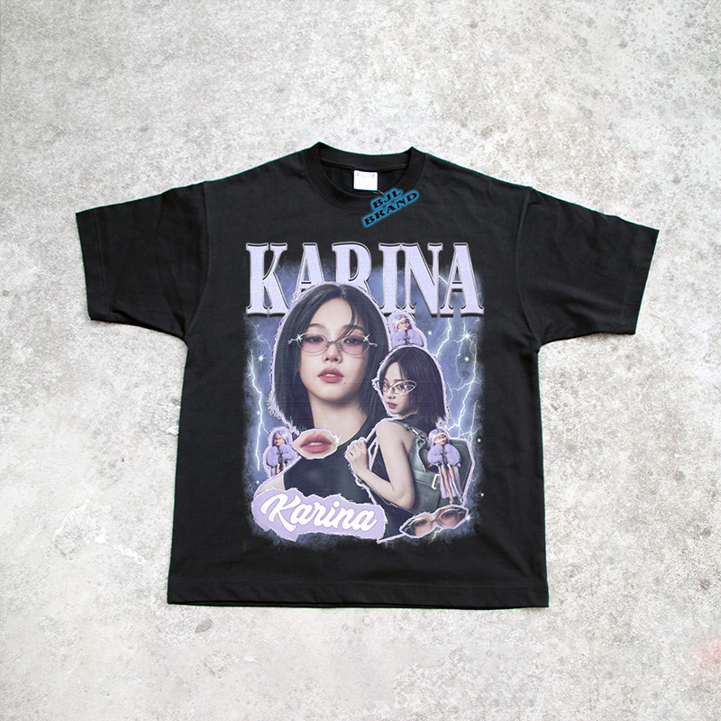 Camiseta Feminina Karina Aespa Kpop Estampa Coreana Confortável Estilosa Moderna Moda Verão