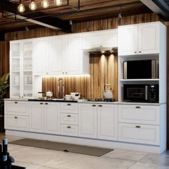 Cozinha Completa Americana 12 Portas 7 Gavetas com Vidro 100% Mdf Branco Hp - Henn