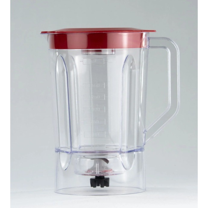 9438 - Copo Jarra Compatível para Liquidificador Mondial Turbo Power L-99 Cristal Transparente Tampa Vermelha
